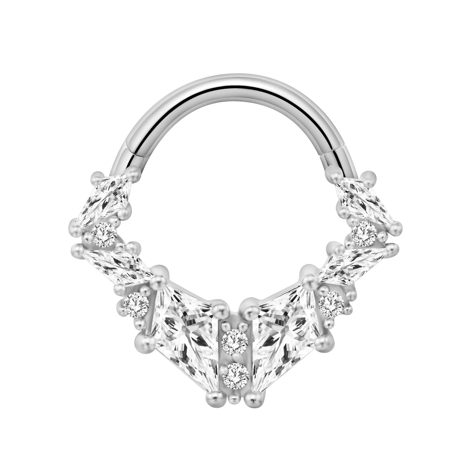Stainless Steel Hinged Hoop Nose Rings with Butterfly Pattern