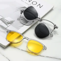 2218A Transparent Grey White Frame 6 in 1 Polarized Clips Magnetic Glasses Sunglasses Magnet Can Be Customized