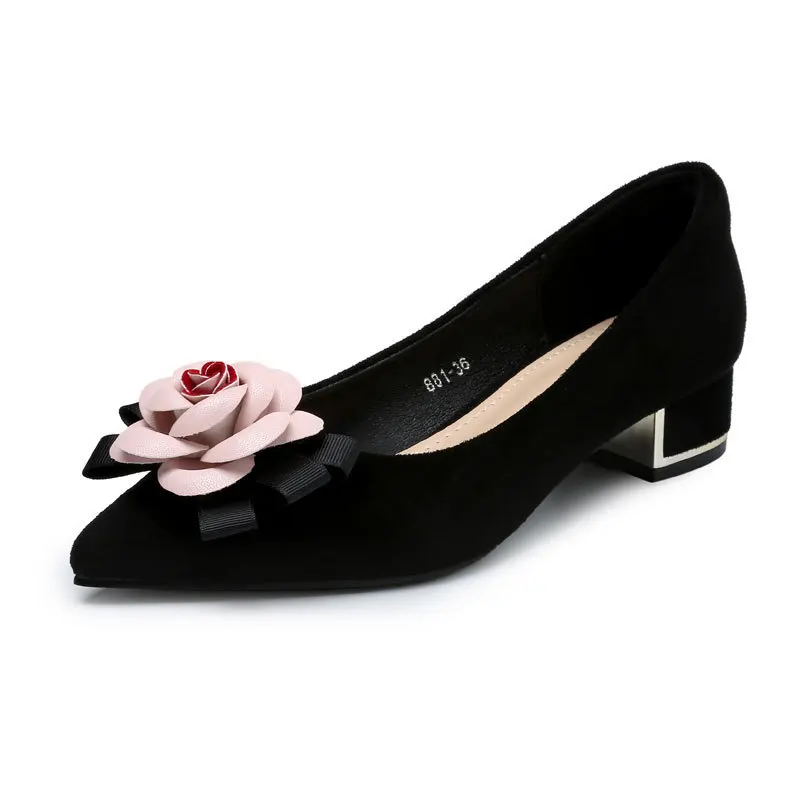 

Vintage Sweet Style Women Pointed Toe Flower Pumps Spring Autumn Slip On Low Heel Office Lady Casual Single Shoes Big Size E0003