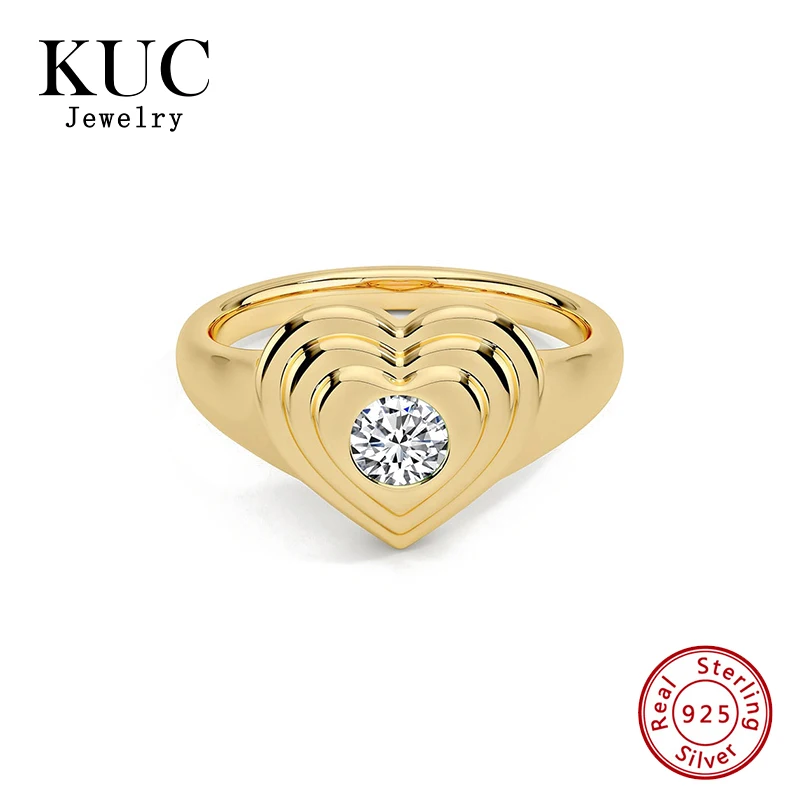 

Valentine's Day Love Zircon Unique Chunky Funky Vintage Heart Fine Jewelry Women 925 Sterling Silver Rings for Girls