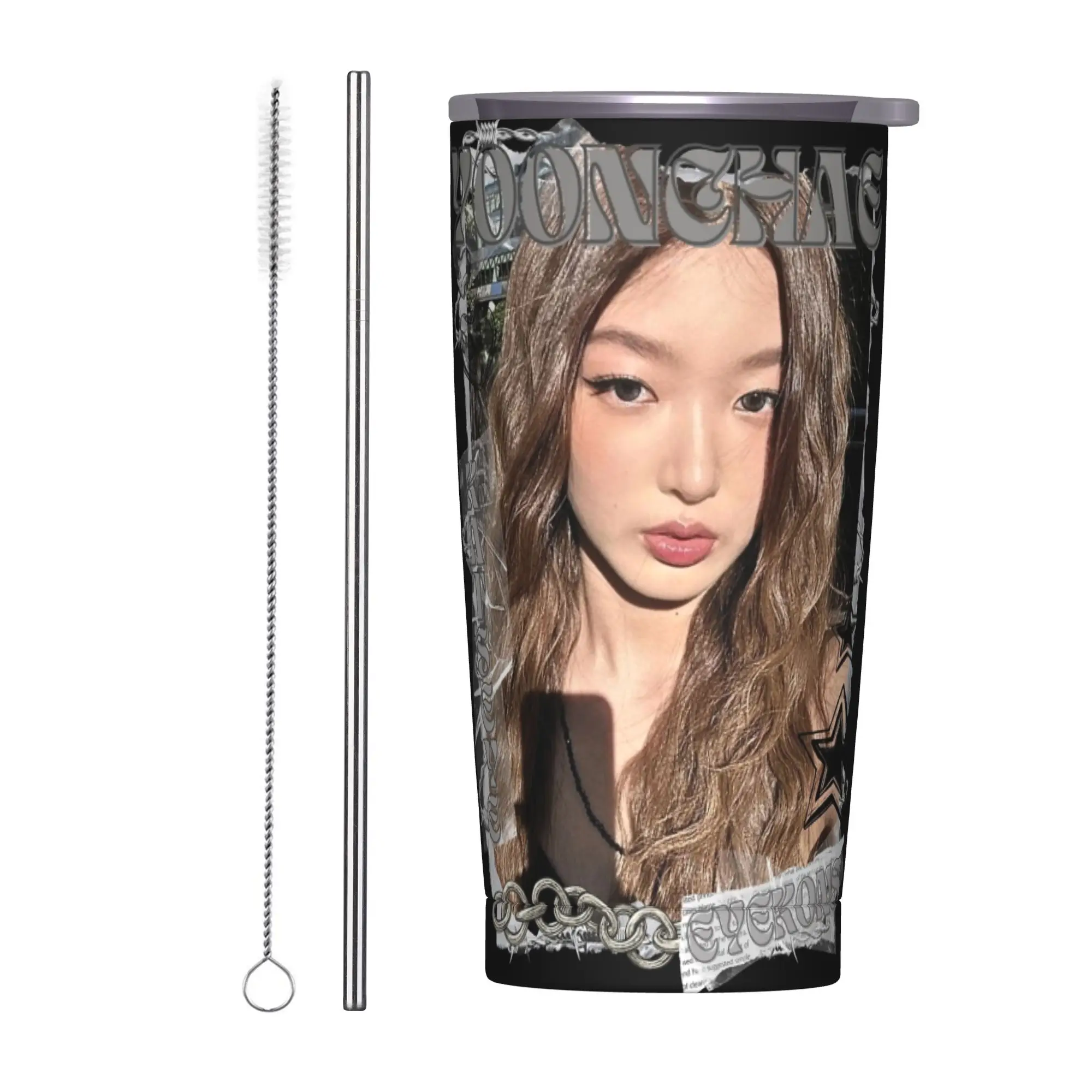 Stainless Steel Tumbler KATSEYE Yoonchae Kpop Y2K Group Coffee Mug  Keep Heat Hot Drinks Mugs Cup Travel Water Bottle