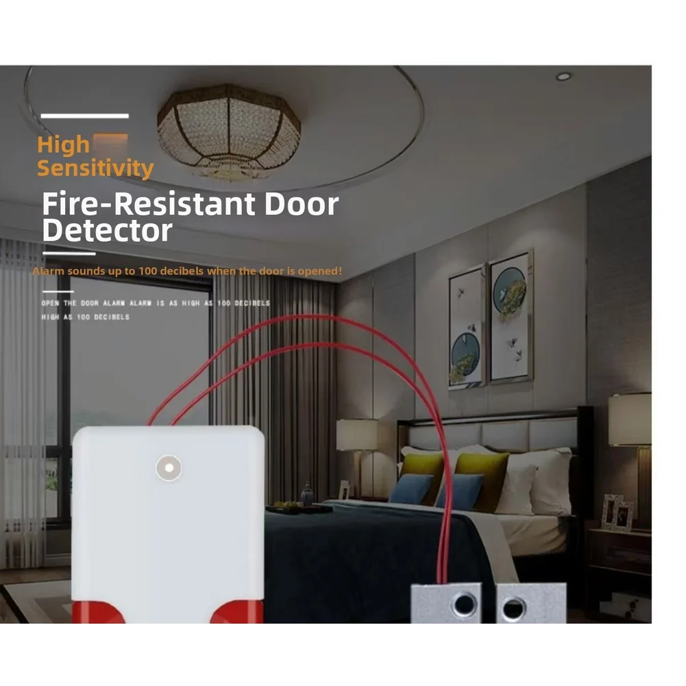 Wired Door Magnetic Alarm With Sound And Light 100dB Sound Light For Fire Safety Home Security Alarm System