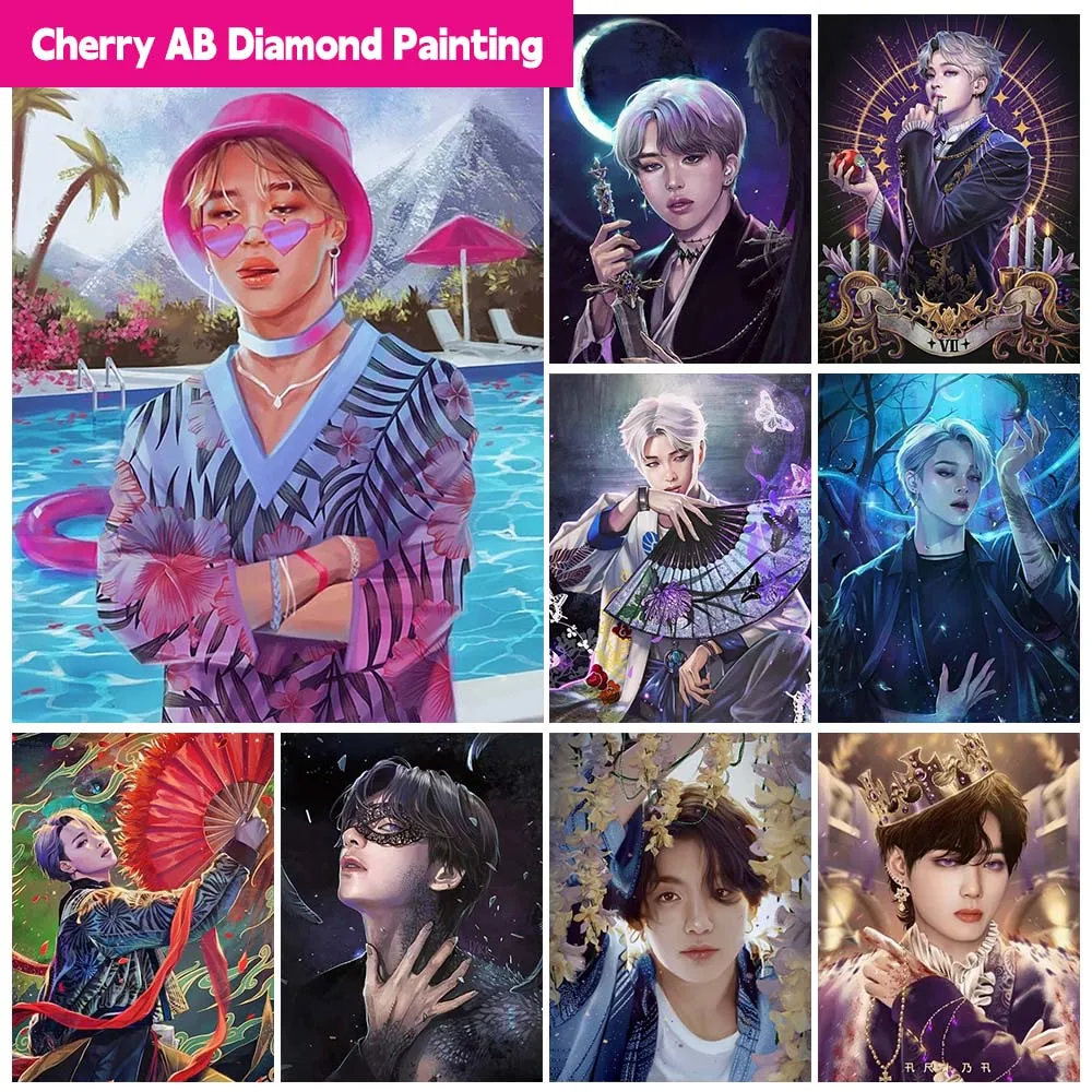 AB Diamond Painting KPOP South Korean Boy Band 5D DIY Cross Stitch Kit 5D DIY Full Drill Mosaic Embroidery Home Decor Gifts