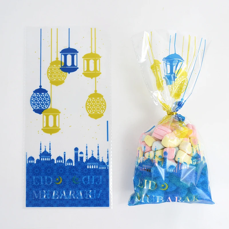 

105Pcs Eid Mubarak Gift Bags Plastic Cookies Candy Packing Bag Ramadan Decoration Home Islamic Muslims Festival Party Supplies