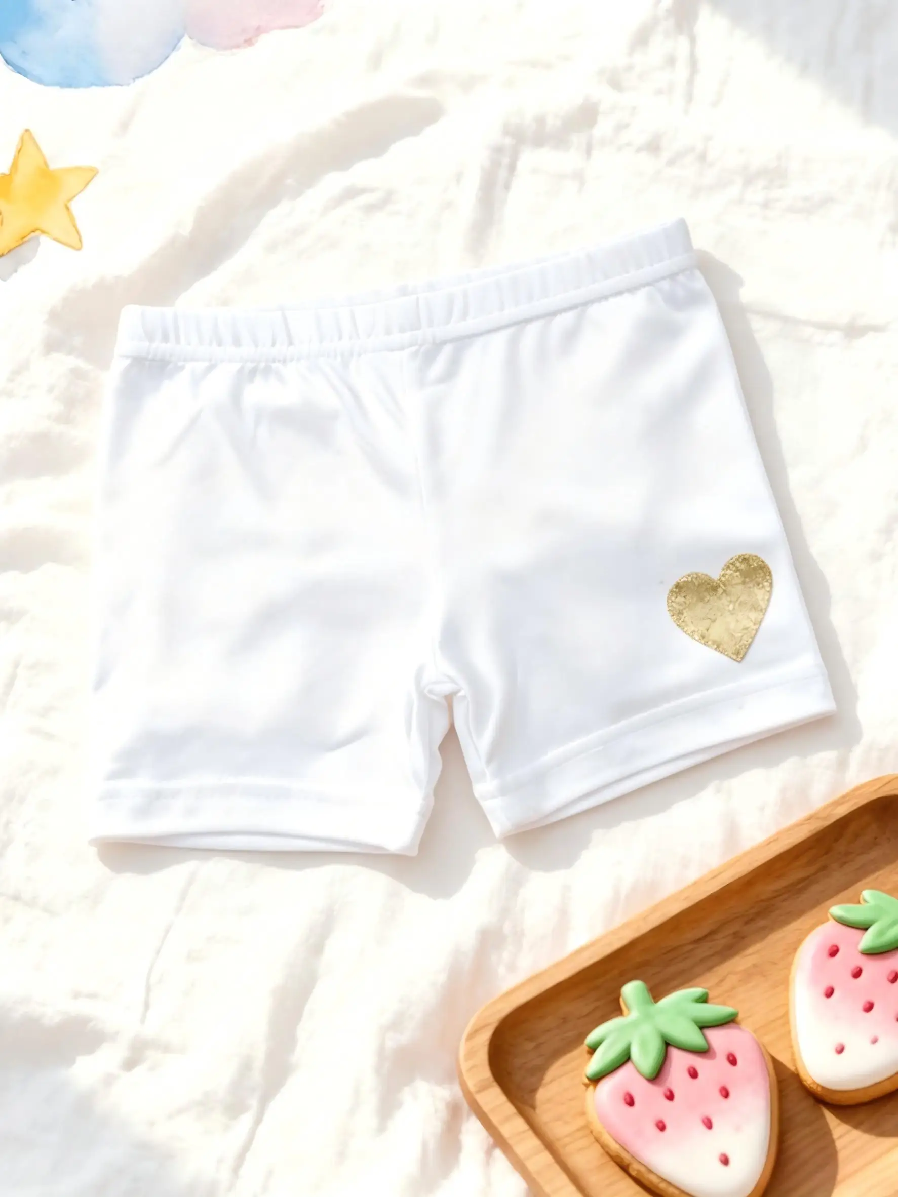 3 Stück Mädchen 2-11 Jahre Goldherz-Print Sicherheits-Fahrradshorts Polyester Spandex Elastisch Unterrock Atmungsaktiv Schul- und Alltagskleidung – Detail 3