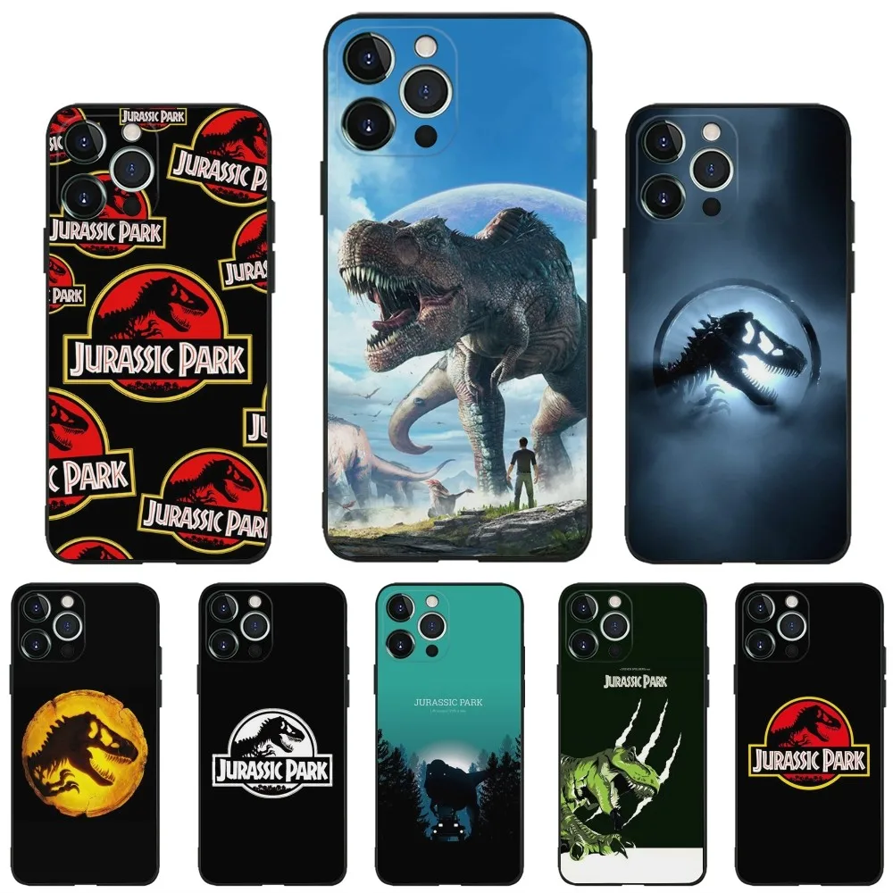 

D-Dinosaur Jurassic Park Phone Case for Apple iPhone, 13, 14,13,12,11,XS,XR,X,8,7,Pro,Max,Plus, Mini Silicone Cover, Black