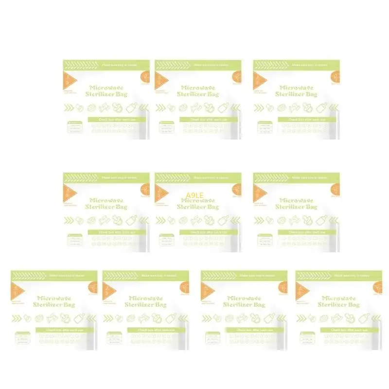 10 hojas/juego bolsas esterilizadoras a para microondas reutilizables, bolsa esterilización para biberones leche