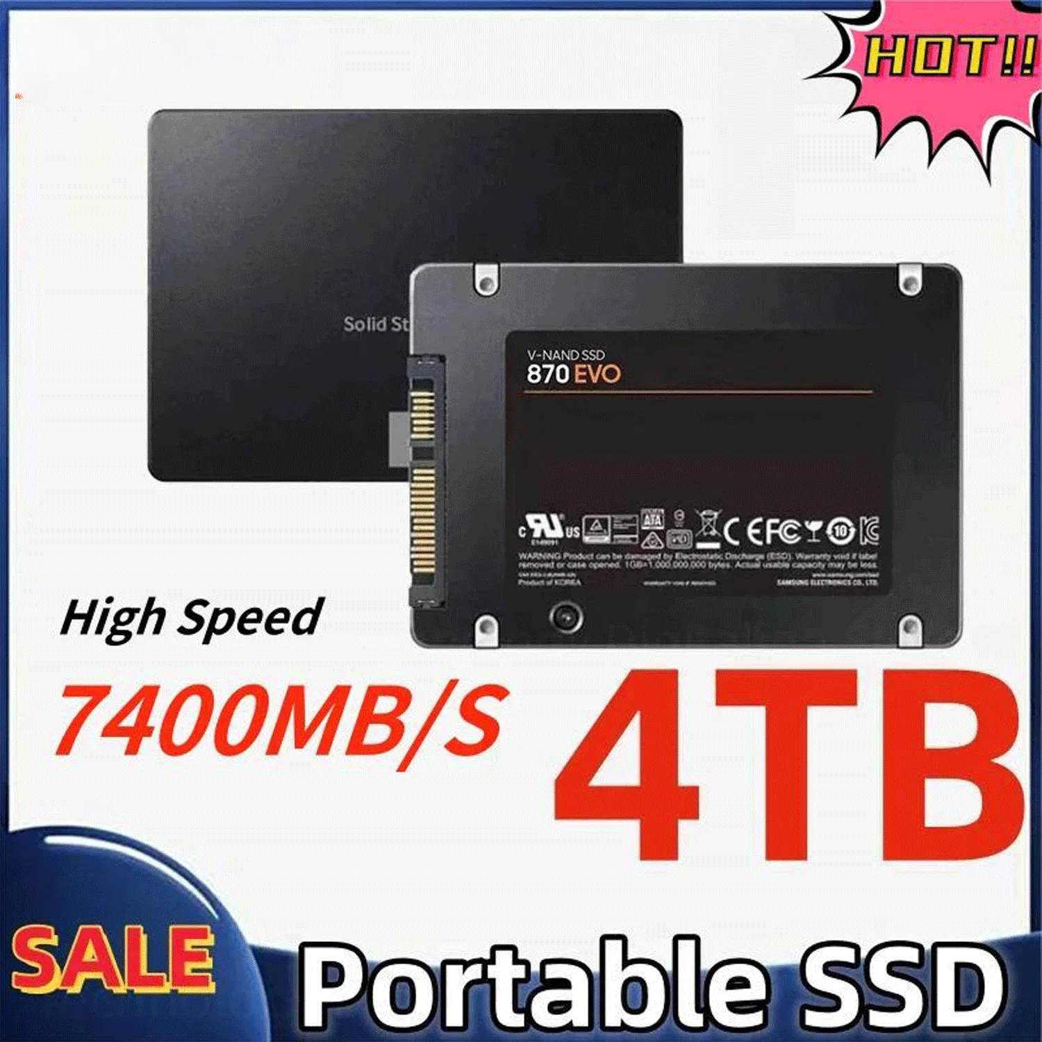 2024New 4TB Solid State Disk SSD 870 EVO 500GB 1TB 2TB Internal HDD Hard Drive Sata3 2.5 Inch For Laptop Microcomputer Desktop