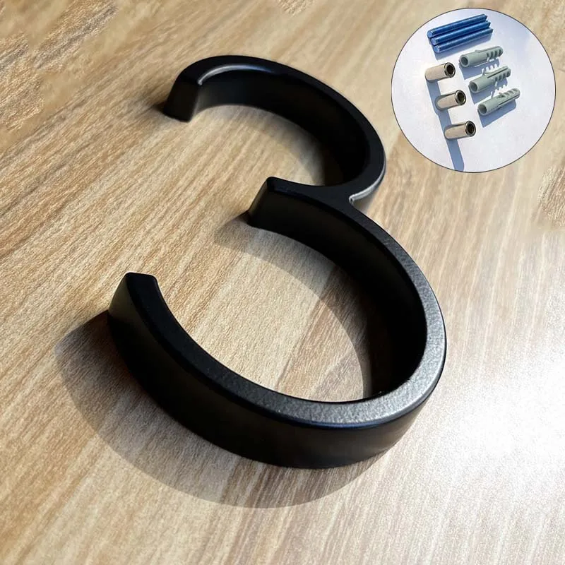 125mm Floating House Number Letters Big Modern Door Alphabet Home Outdoor 5 in.Black White Numbers Address Plaque Dash Sign #0-9