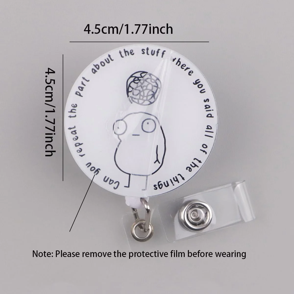 1pc Cute funny design Retractable Badge Reel – Acrylic ID Holder for Doctors, Nurses, RN, LPN, Healthcare Staff