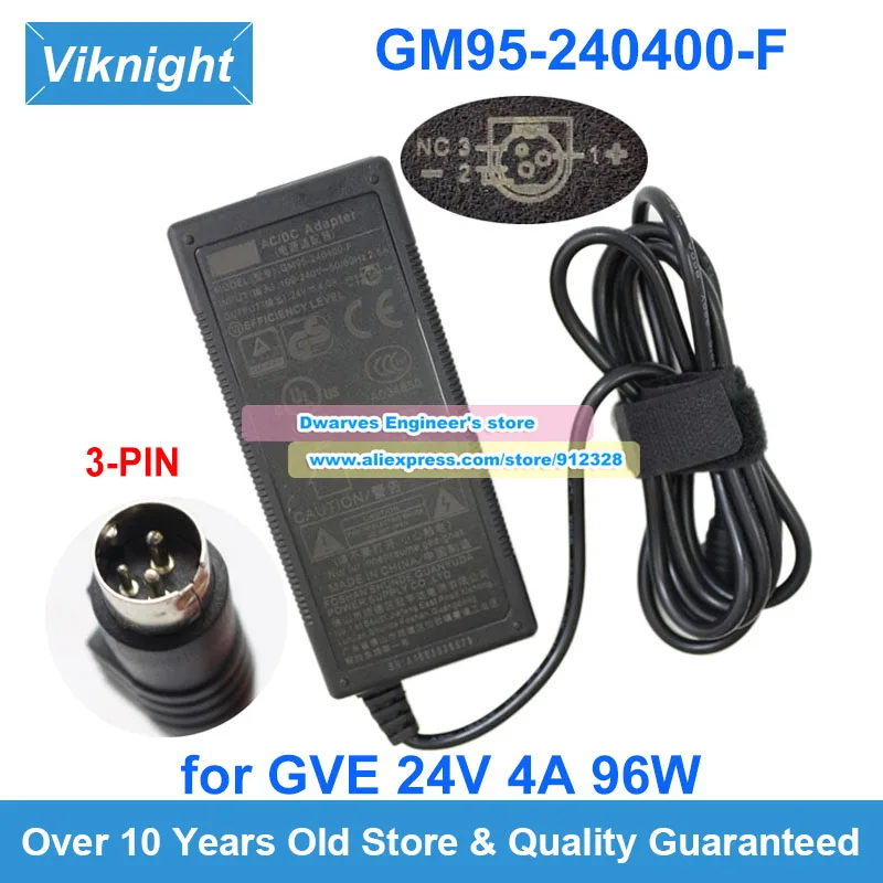 

Genuine 24V 4A 96W AC Adapter GM95-240400-F Power Supply for GVE Laptop Charger With 5.5x2.1mm/3-PIN/4-PIN Tips