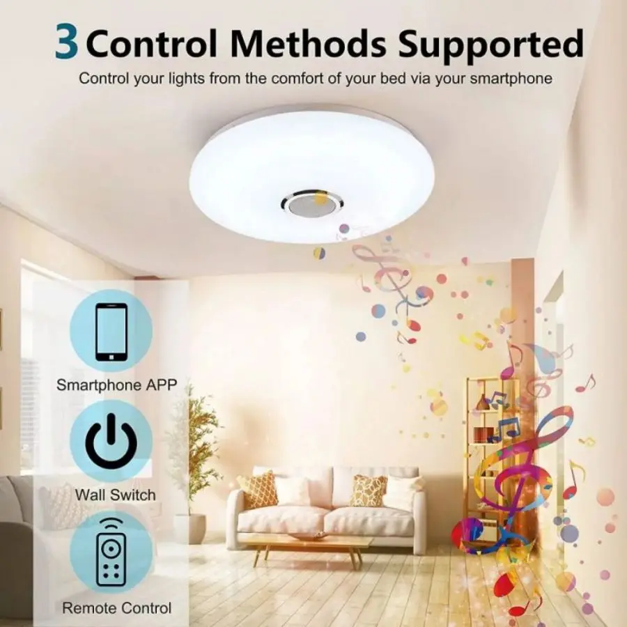 Modern Ceiling Lamps RGB Dimming With Speakers  APP Bluetooth Music Light 52W AC220V Smart Ceiling Lights With Remote Control