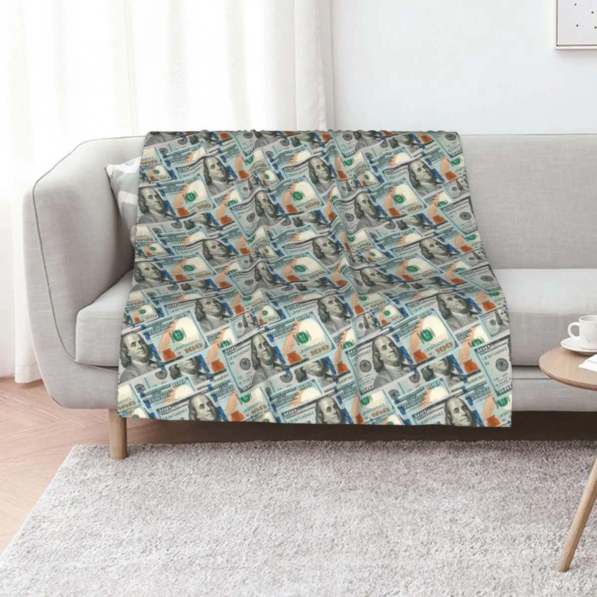The Pattern of One Hundred Dollar Bills is a Sign of Wealth Throw Blanket For Sofa Thin Luxury Designer Sofas Blankets