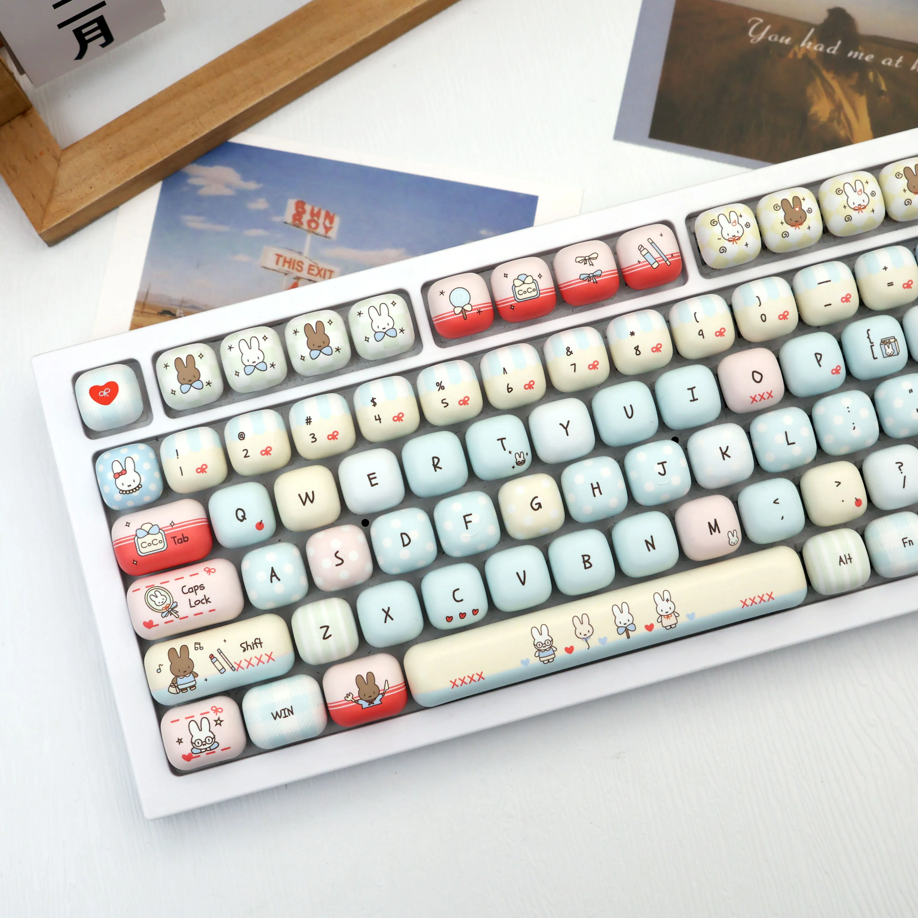 137 Keys Cute Bunny PBT Keycaps Dye-Sub MAO Profile MX Switch 61 64 68 87 96 104 108 Mechanical Keyboard Random Color