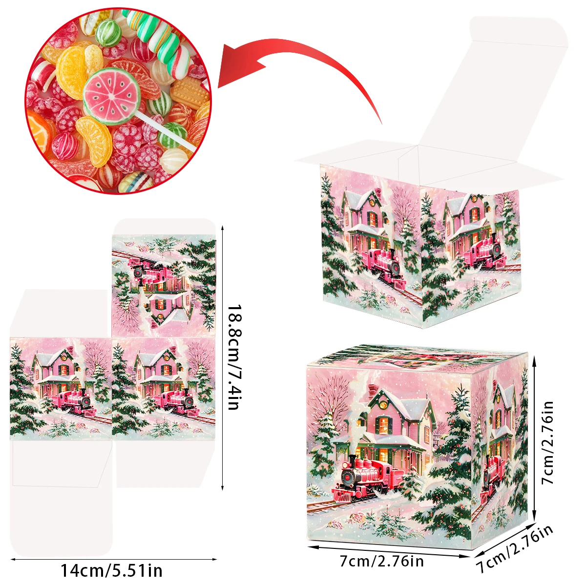 6/12pcs Merry Christmas Candy Boxes Bags Pink Santa Claus Tree Elk paper Gift Boxes Navidad Natal Noel New Year Decoration 2024 images - 6