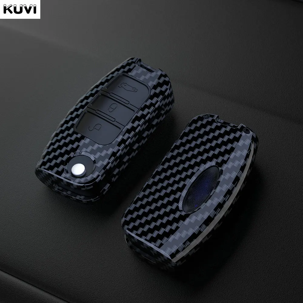 ABS Carbon Faser Auto Schlüssel Fall Abdeckung Für Ford Fiesta Focus 2 Ecosport Kuga Escape Falcon B-Max C-Max Eco Sport Galaxy Zubehör