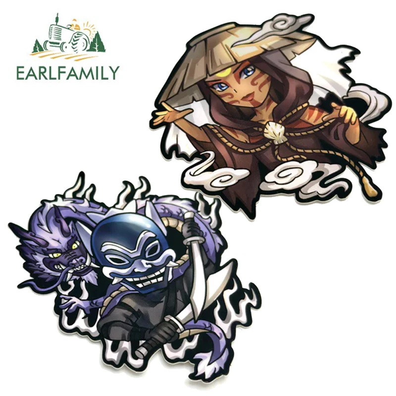 

EARLFAMILY ATLA Spirits Ninja Samurai Car Accessories Painted Lady Blue Spirit JDM Vinyl Laptop Car Stickers Waterproof Decor