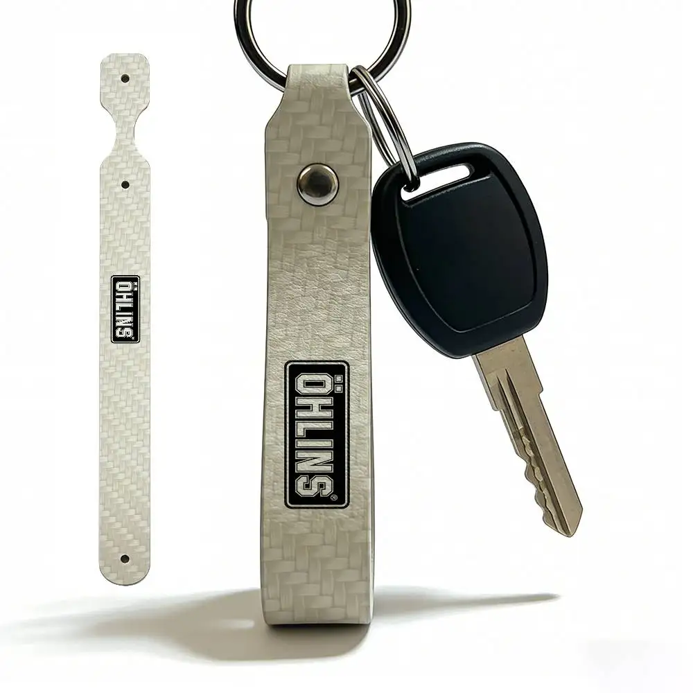 

For Ohlins PU Leather Motorcycle Keychain Universal Motorbike Key Ring Holder For Riders Men Gift
