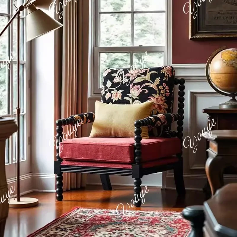 

XM American Single Chair Pearl Chair Single Sofa Designer American Solid Wood Sofa Leisure Tiger Pastoral