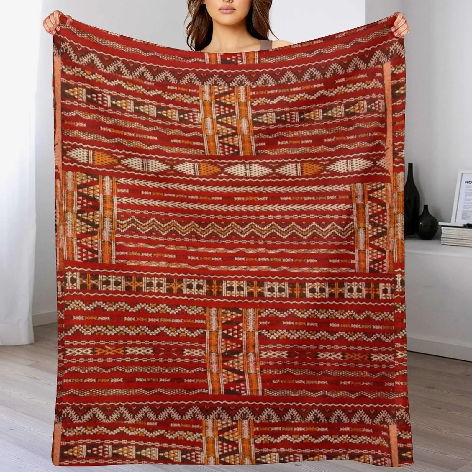 

Red Vintage Moroccan Pattern Throw Blanket Blankets For Bed Flannel Fabric Shaggy Soft Beds Blankets