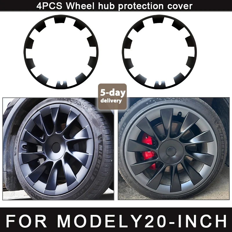 

For Tesla Model Y 20 Inch Rim Wheel Hub Protection Patch Protectors ABS Wheel Guard Covers Accessories Auto Exterior 2019-2024