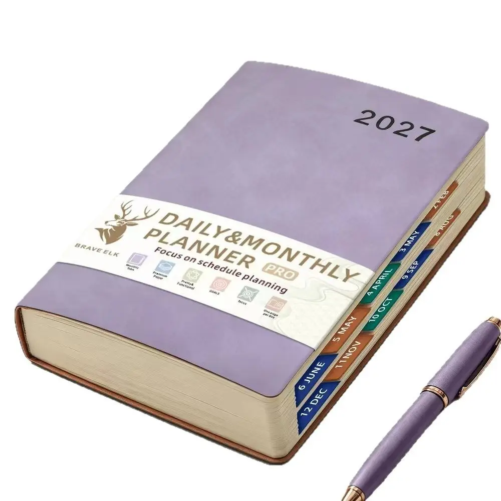 English 2027 Schedule Planner Notepad 12 Months Efficiency A5 Agenda Planning Notebook Portable Thick Paper To-do List Notebook