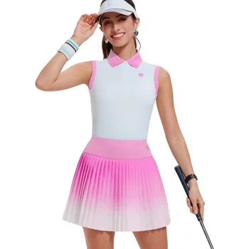 SharpStar Women's Tennis Skirt Sets 2pcs Polo Sleeveless Pleated Pickleball Golf Outfits 1