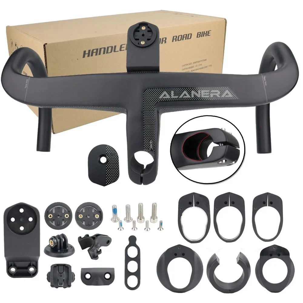 

Fully Hidden Inner Wiring Handlebar ALANERA Carbon Fiber Road Bike Bend Handle Integrated Bend Handle with Code Watch Rack