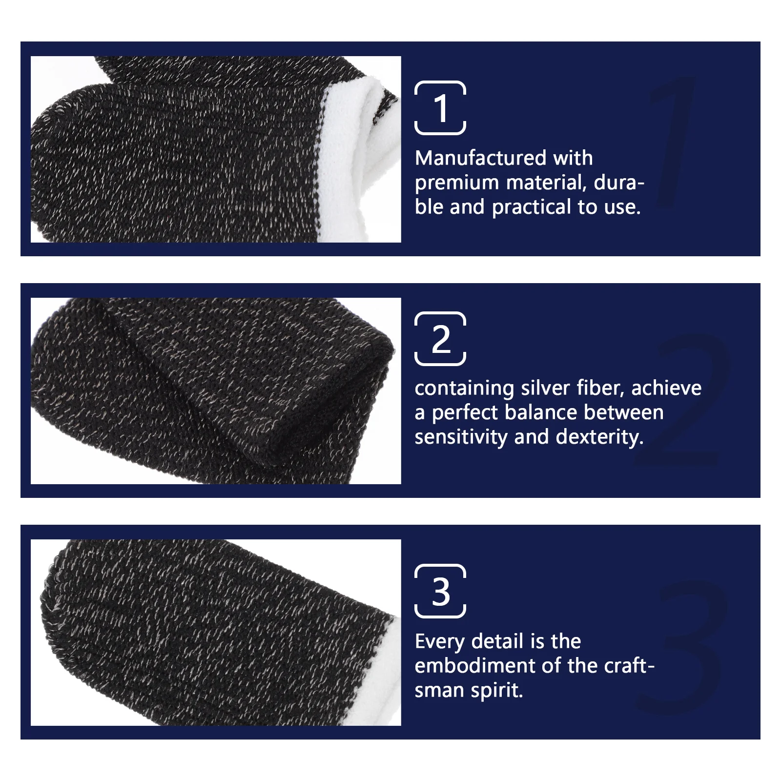 

10 Pairs Sweat-proof Game Finger Cots Cover Gaming Sleeve Thumb Covers for Silver Fiber Sleeves