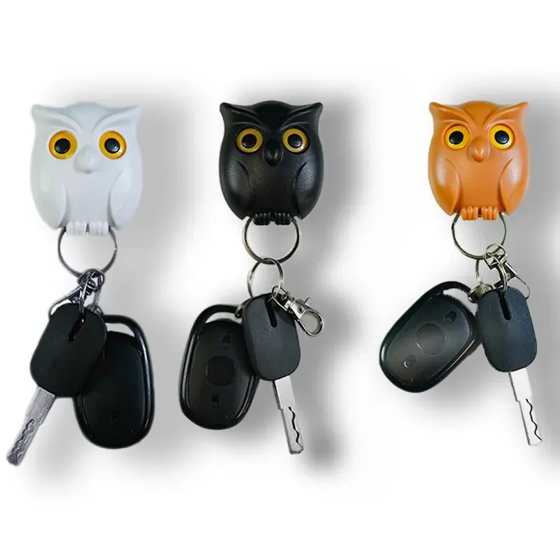 Hooks Owl Magnetic Key Hook Auto Blinking Cute Hooks No Punch Storage Hooks Kitchen Home Wall Decoration Hooks