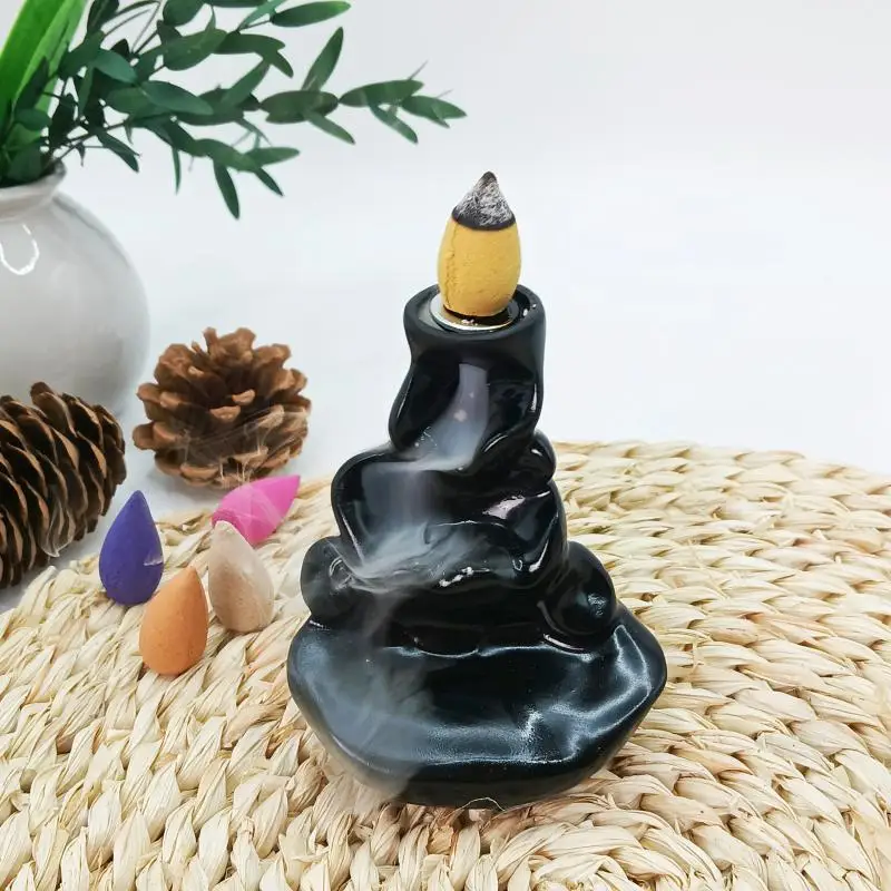 1 قطعة تمثال قابل للجمع ، مبخرة البخور ذات التدفق الخلفي ، الحلي الراتنجية الإبداعية ، الحرف اليدوية ، البخور ، عرض الدخان ، مبخرة المياه المتدفقة في جبال الألب ، موقد الزينة الداخلي لحفل الشاي ، مبخرة البخور (لون عشوائي)