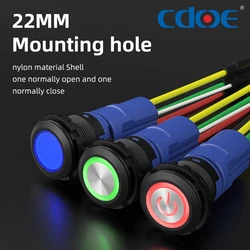 new product 10a high current illumainted 6v 48v plastic push switch latching ip67 button 1no1nc