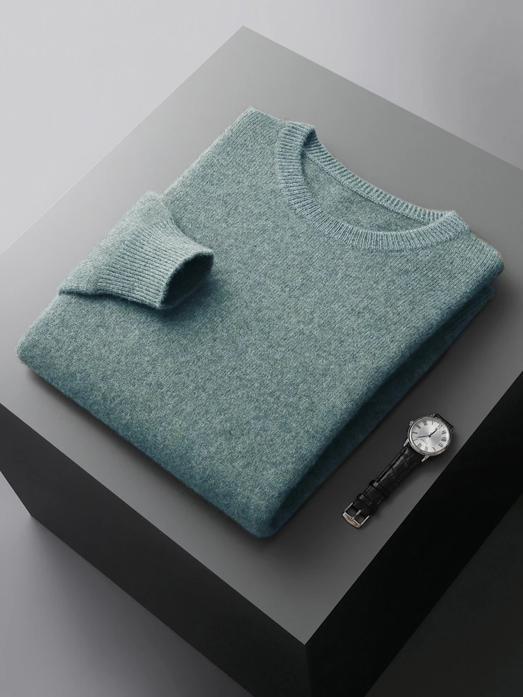 Luxury New  Men 100% Cashmere Sweater O-neck Long Sleeve Thick Pullover Autumn Winter Comfy Soft Smart Casual Cashmere Knit Tops