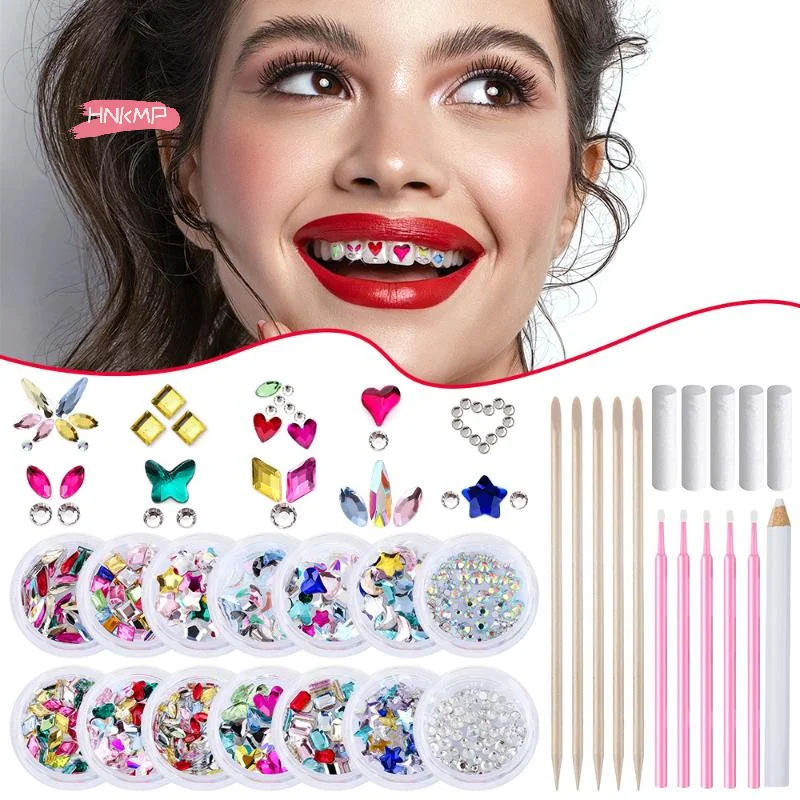 

1 Set Dental Tooth Gems Crystal Glass Diamo-nd Butterfly Shaped DIY Jewelry Decorations Various Shapes Color Ornament for Teeth