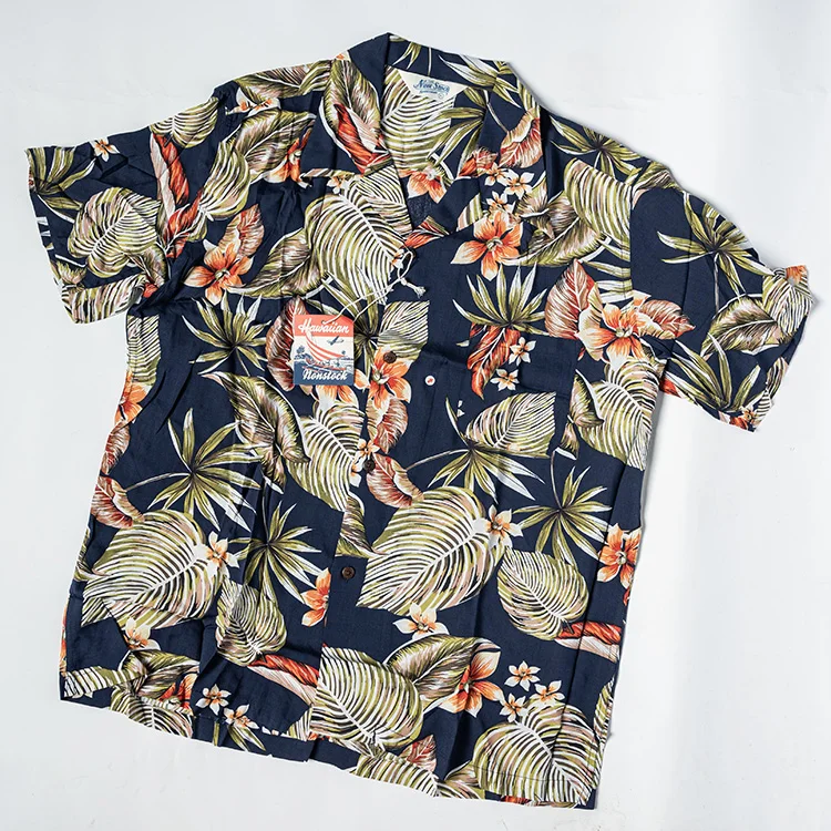

B-ade Summer Hawaiian een Plant Le Cuban Collar Vaion ort Sve irt Stand Fit Lightweight Men's Faion