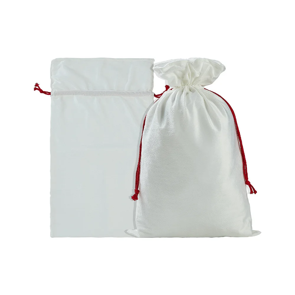 5pcs Pack Blank White Sublimation Polyester Santa Sack Christmas Gift Bag