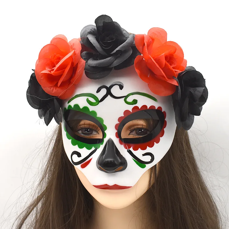 

Womens Artificial Flower Mask Halloween Headwear