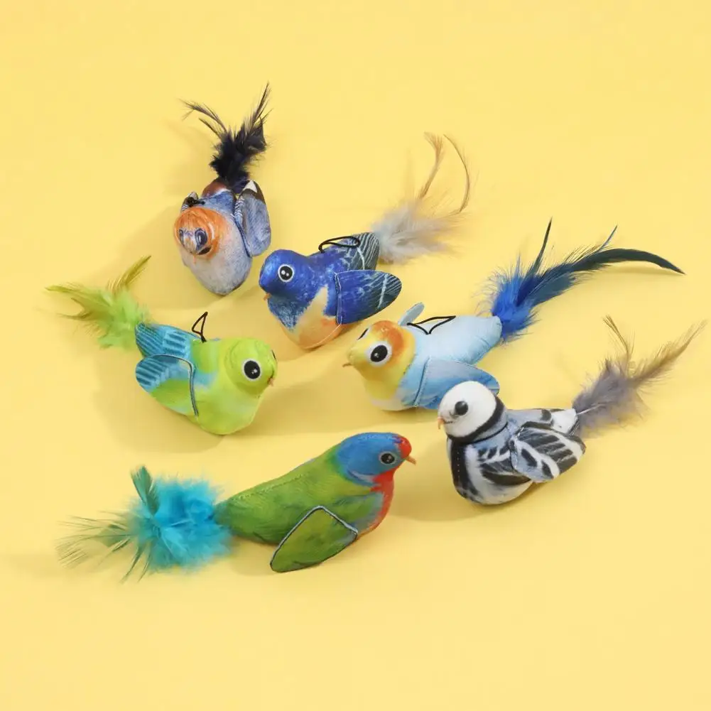 Electric Interactive Chirping Bird Cat Toy Plush Bird with Feather Touch Activated Kitten Toy Chirp Sound Cat Supplies