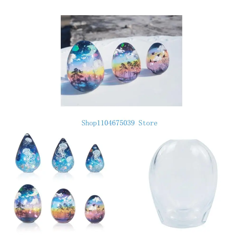 5asd Silicone Egg/Drop Shaped Mould for Epoxy Resin Castes Jewelry Plate Holder Home Storage Craft Projects Daily Use