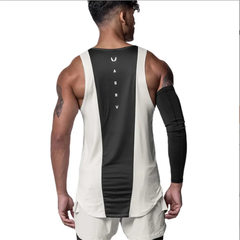 2023 summer men's sports vest American tide brand quick dry sleeveless T-shirt men's round lead step fitness vest men