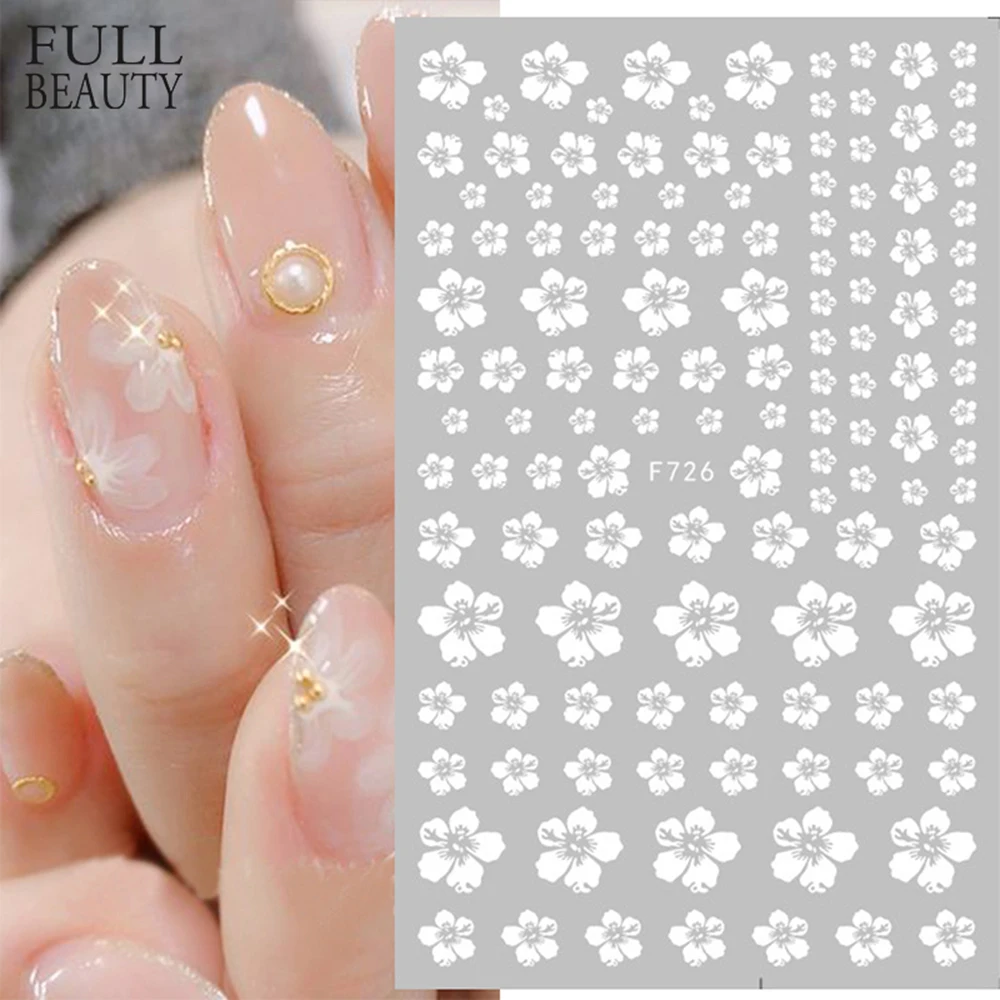 Diy adesivo slider decalques sakura unhas arte decoração 3d flores de cerejeira adesivo de unhas manicure decalque de unhas