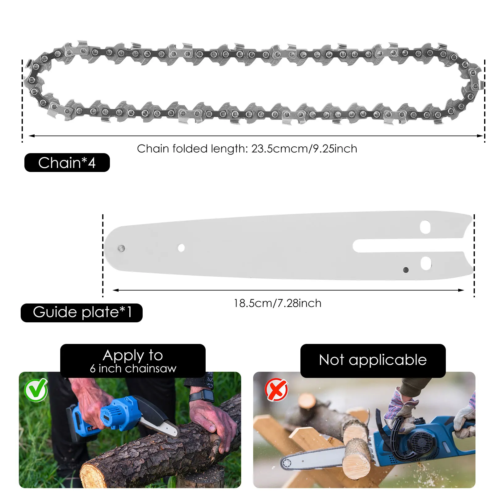 6Inch Mini Chainsaw Chain Replacement Accessories With Chain Saw Chains For Cordless Electric Chainsaw For Wood Branch Cutting