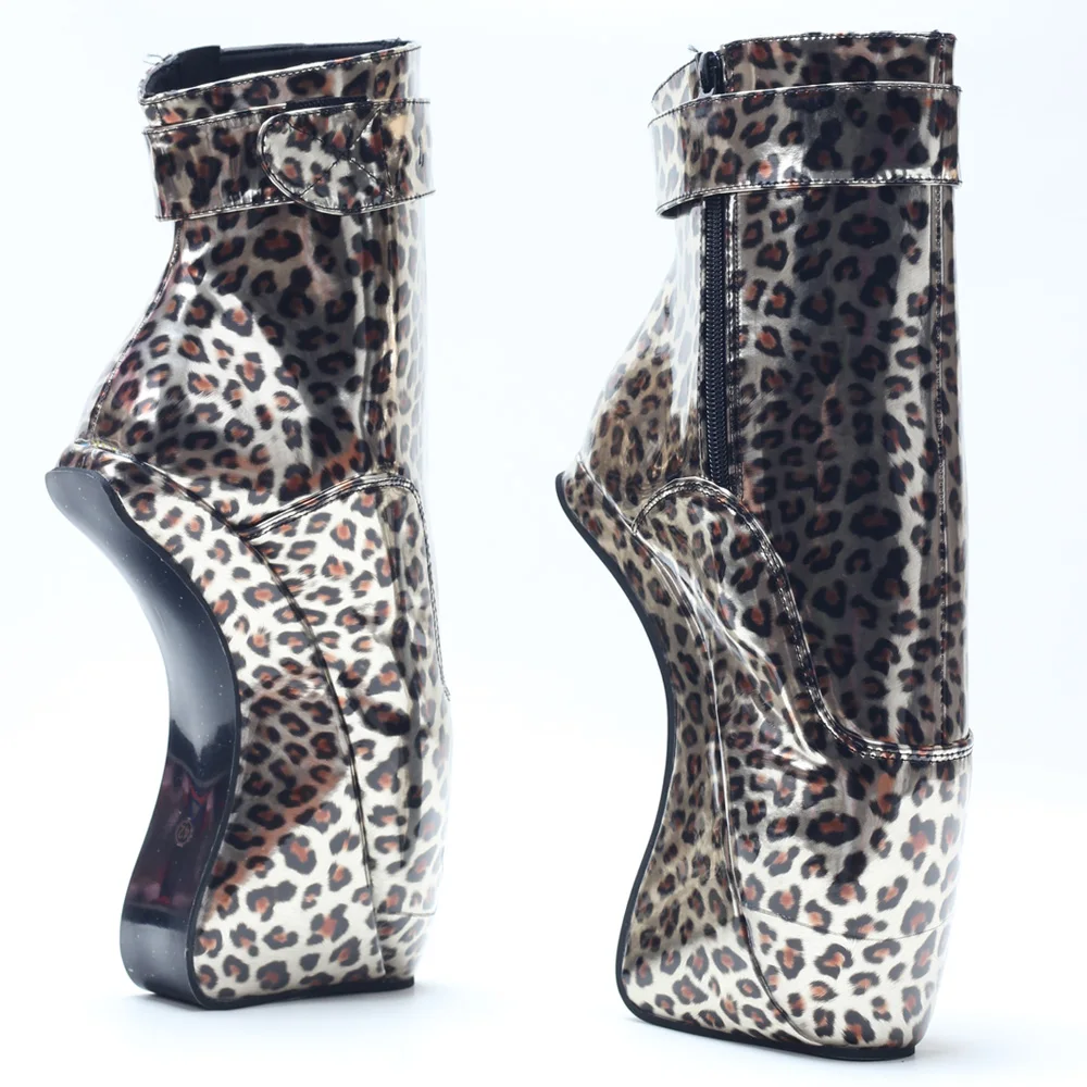 7 Inch High Heel Unisex Fetish Wedge Hoof Heelles Ankle High Lace Up Lock Ballet Boots Size 36-46