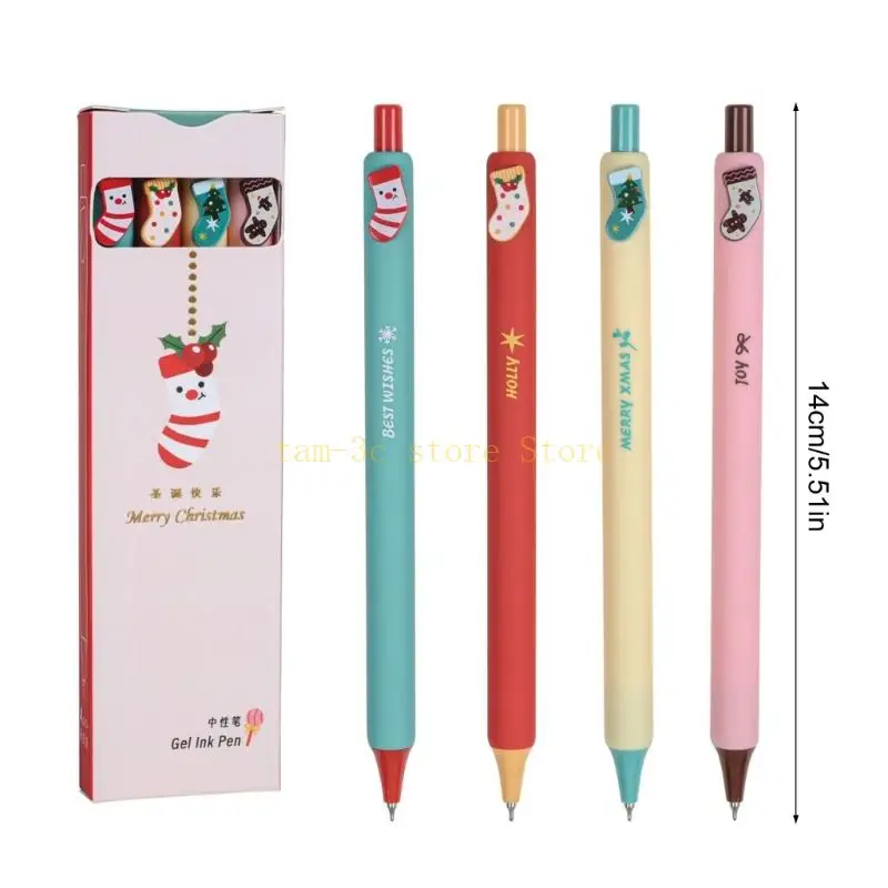 4 ชิ้น/เซ็ตคริสต์มาสชุดปากกา Neutral ปากกาเจลปากกาปากกาลายเซ็นเครื่องเขียนปากกา 0.5 มม.เขียนปากกา Journaling ปากกา D0UA