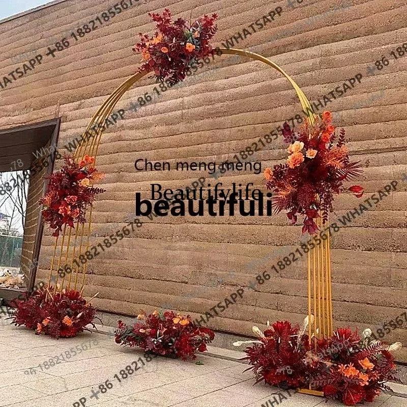 D5556 New wedding props, wrought iron arch wedding scene arrangement window decoration Chinese screen