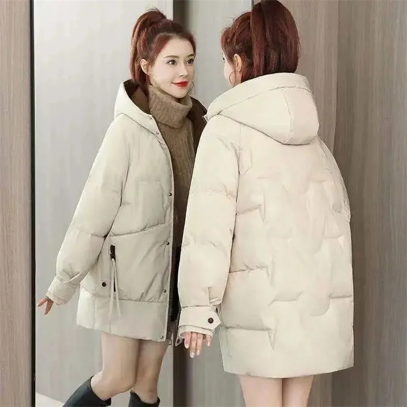 

Down Cotton-Padded Women's Mid-Length 2023 New Winter Clothes Loose Thickened Padded Jacket Casual Ladies Padded Coat M480