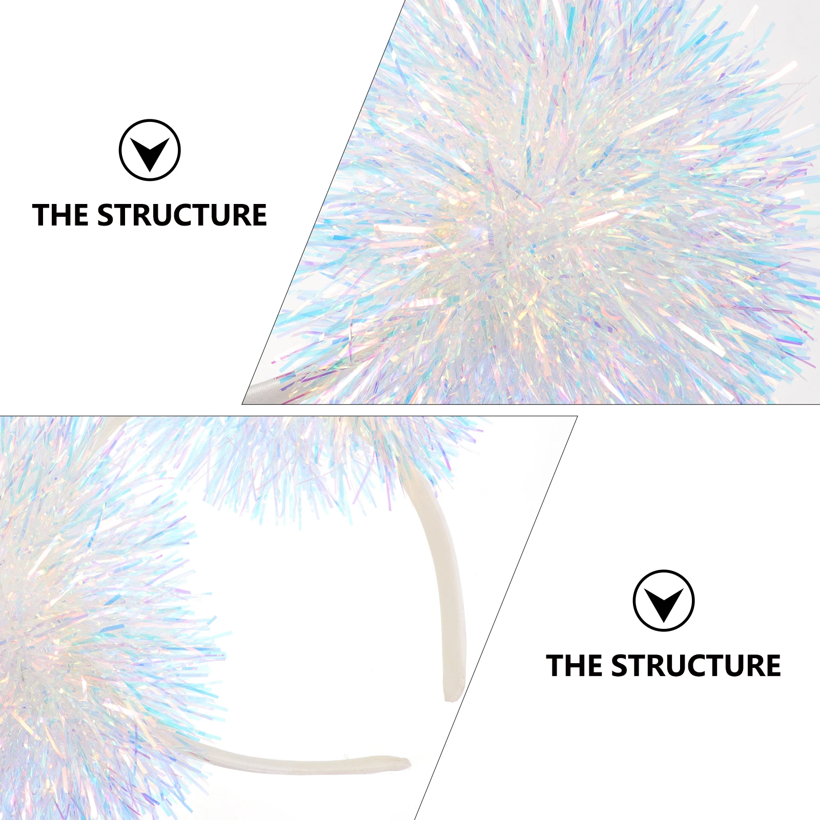 Opaska do włosów z brokatem, pomponami, błyszcząca ozdoba na głowę na Boże Narodzenie, na imprezę kostiumową, festiwal, z folii błyszczącej.