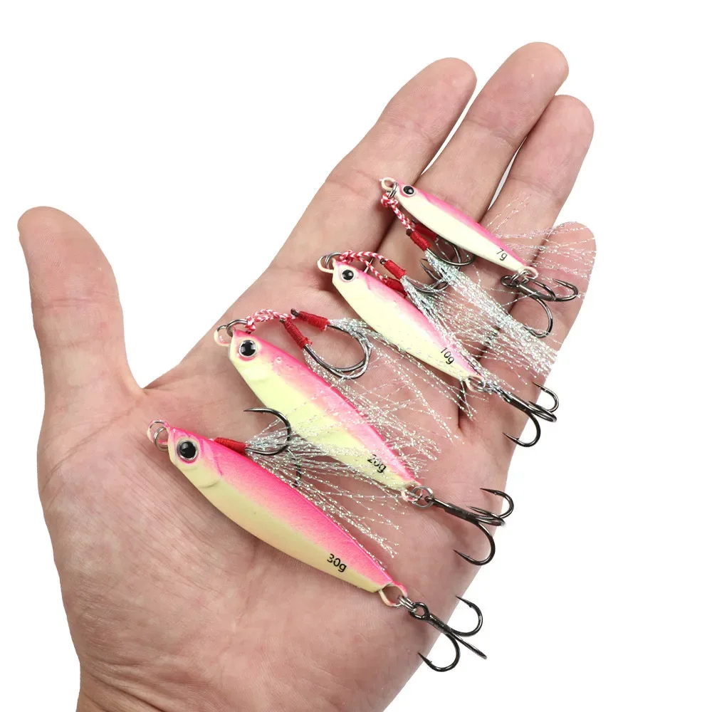 Luminous Fishing 7g/10g/15g/20g/30g Jigging Hook Spinner Bait Laser Metal Jig Spoon Fishing Lure