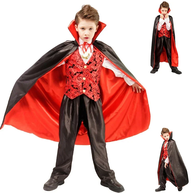 Disfraz de vampiro aterrador para niños, disfraz de fantasía para Halloween, fiesta de carnaval, disfraz de vampiro gótico de Drácula