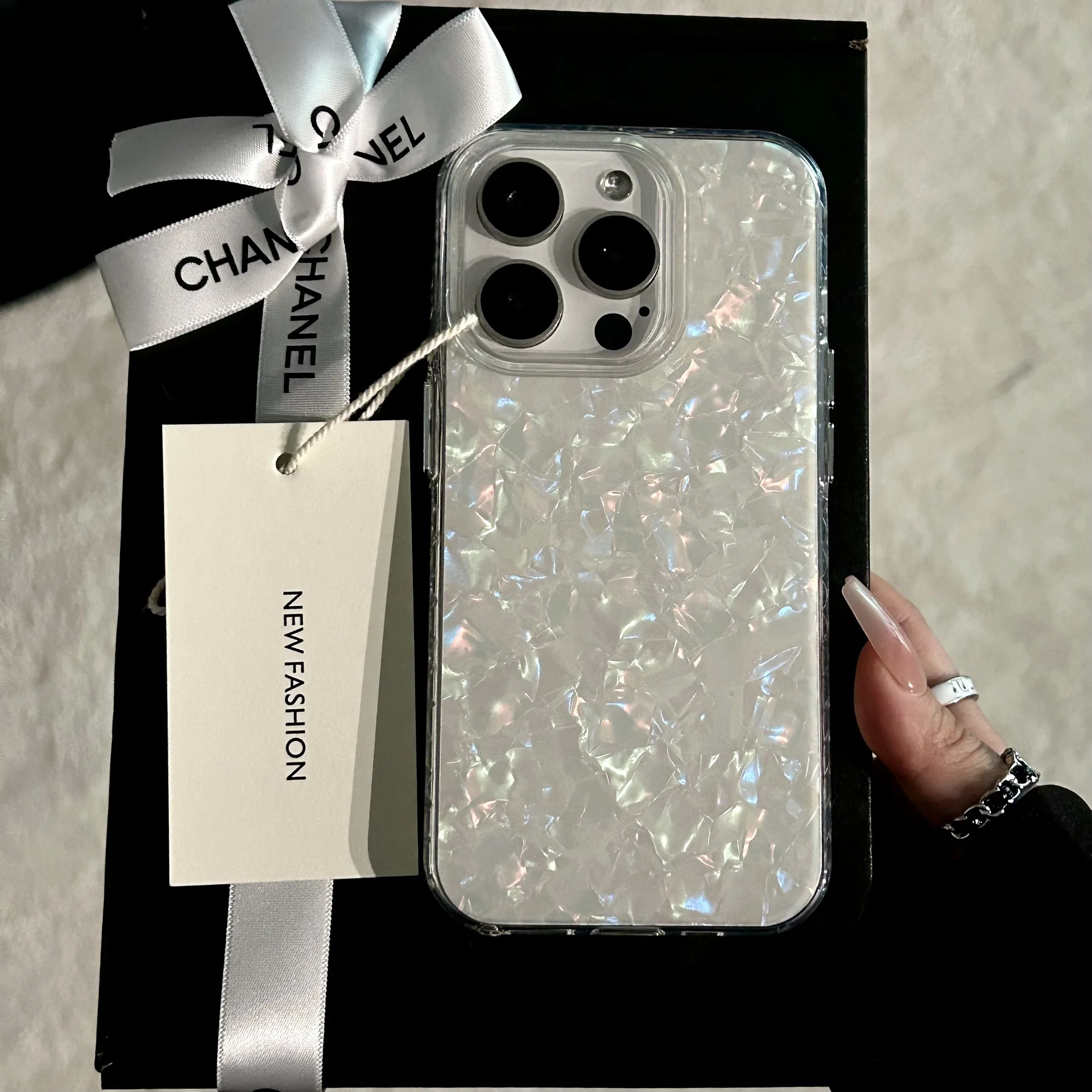 Luxury Glitter Dreamy Conch Shell Phone Case For iPhone 16 15 14 Plus 13 12 11 Pro Max Laser Marble Shiny Clear Bumper Cover image 4